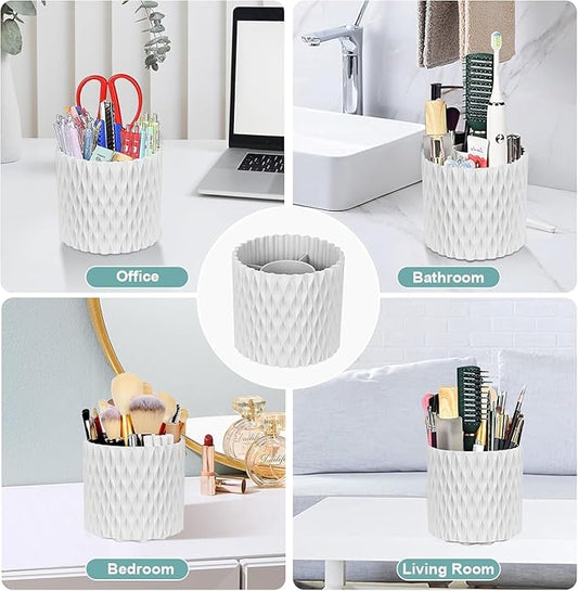 Rotating Dressing Table Organizer - 5  Makeup Brush Holder - 360 Slot Countertop Makeup Vanity Box