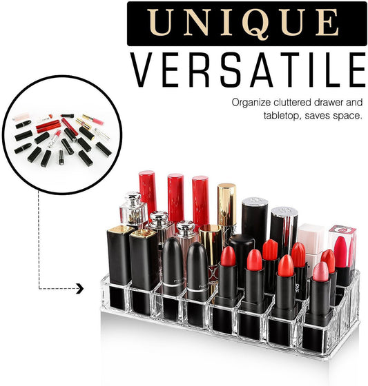 Neatify 24 Grid Lipstick Organizer – Clear Acrylic 6×4 Display Stand